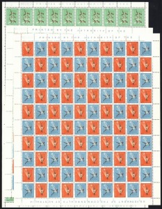 PAPUA NEW GUINEA: 1962 (SG39-41) Empire & Commonwealth Games set in complete sheets, with two 5d sheets each comprising 50 se-tenant pairs, plus a single 2/3d sheet. Hard to source these days. (3 sheets)