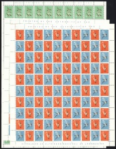 PAPUA NEW GUINEA: 1962 (SG39-41) Empire & Commonwealth Games set in complete sheets, with two 5d sheets each comprising 50 se-tenant pairs, plus a single 2/3d sheet. Hard to source these days. (3 sheets)