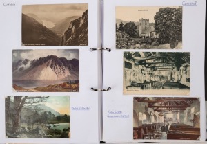 POSTCARDS - GREAT BRITAIN - CUMBRIA: 1900s-1980s collection in single volume with an approximate 60/40 split between earlier and later (post 1960) cards, noting 1924 real-photo of Meathop Sanitarium, many other showing mountains and lakes scenery includin