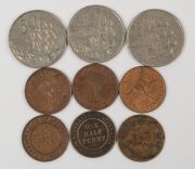 Coins - Australia: Silver: 1966 50c Rounds (100); also some circulated Pennies (26) & Half Pennies (6) and New Zealand 1967 50c (3); condition variable. (135) - 2