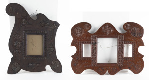 Two Australian chip carved picture frames with original polish, circa 1900, ​51 x 39cm and 41 x 56cm