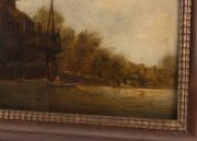 Circle of JAN VAN GOYEN (1596-1656), Dutch canal scene, oil on wooden panel, 29 x 41cm, 47 x 59cm overall. PROVENANCE: The Jason E. Sprague Collection, Melbourne. - 3