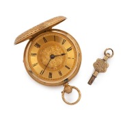 JOSEPH THOMAS SLEEP impressive ladies pocket watch in 18ct gold full hunter case with engraved decoration, mid 19th century. Movement engraved "J.T. SLEEP, BALLAARAT". Sleep arrived in Ballarat in 1855 and quickly established himself as one of the finest - 2