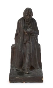 OLA COHN figural pottery bookend of the scholar, incised "Ola Cohn", 27cm high