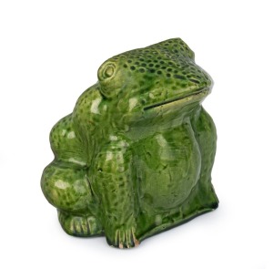 BOSLEY green glazed pottery frog, 16.5cm high