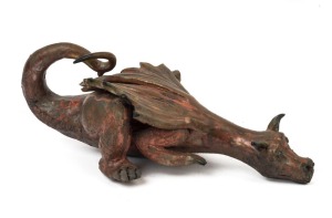 ARTIST UNKNOWN Australian pottery dragon statue, 20th century, 35cm long