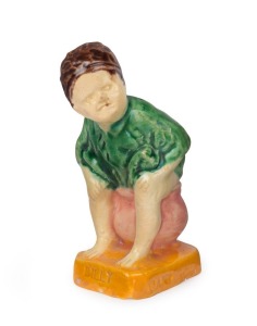 BOSLEY "BILLY CAN'T" miniature pottery statue with title on the base, 11cm high