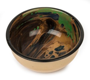 P.P.P. (PREMIER POTTERY PRESTON) bowl with dribble glaze interior, stamped "P.P.P.", 6cm high, 13cm diameter