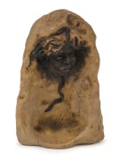 WILLIAM RICKETTS double-sided pottery bust, with pencil inscription (illegible), incised "W. M. Ricketts", 22cm high - 2