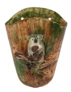 GRACE SECCOMBE pottery wall pocket with applied koala, gumnuts and leaves, incised "Taronga Zoo", 15cm high