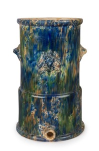 JAMES CAMPBELL Colonial pottery water filter with blue and green sponge work and mottled glaze, Queensland origin, 19th century, extremely scarce, 47cm high