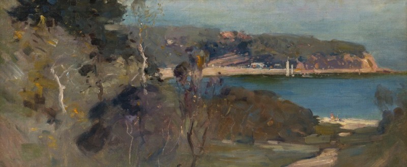 THEODORE PENLEIGH BOYD (1890-1923), (attributed), Sirius Cove Sydney Harbour, oil on canvas, 23 x 57cm wide, 33 x 66cm overall. PROVENANCE: Private Collection Melbourne, Leonard Joel Auctioneers, 20th March 2018 lot 7, Sirius Cove Sydney Harbour, with le