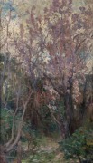 HELEN ALICE PETERS (1861-1923), In The Garden, oil on canvas, signed lower left "Helen A. Peters", with exhibition label verso "In The Garden, 3.3.0 which is 3 pounds 3 shillings, Helen-A-Peters, 25 Elizabeth St. Geelong", 70 x 39cm, 84 x 53cm overall.  