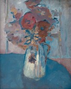 ISABEL MAY TWEDDLE HUNTER (1875-1945), (attributed), (floral still life in blue), oil on panel, signed lower right "T.H." 24 x 19cm, 34 x 30cm overall. Provenance: Estate of Thule, Flinders Island Victoria Australia, by descent, the Hay family, Geelong V