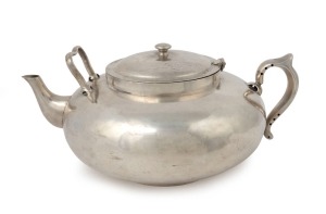 ROBUR silver plated oversized point of sale teapot, early 20th century, 14cm high, 33cm wide
