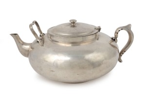 ROBUR silver plated oversized point of sale teapot, early 20th century, 14cm high, 33cm wide