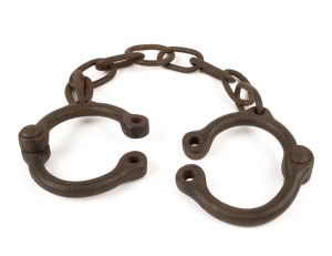 CONVICT LEG IRONS, 19th century, 78cm long