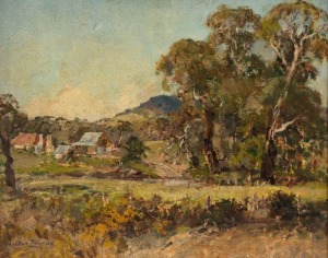 VICTOR ZELMAN (1877-1960), Daylesford, Victoria, farm scene, oil on board, signed lower left "Victor Zelman", 34 x 42cm, 45 x 54cm overall. PROVENANCE: Private Collection Melbourne