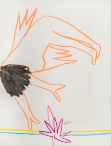 SIR SIDNEY ROBERT NOLAN (1917-1992), (flying figures), crayon on paper, signed lower centre "Nolan", 33 x 25cm, 65 x 55cm overall. Provenance: The Collection of John Hull, thence by descent. Private Collection Melbourne.