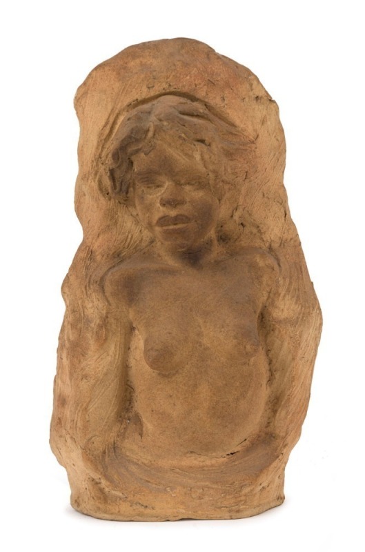 WILLIAM RICKETTS pottery bust of a female nude, incised "W. M. Ricketts", 30cm high