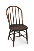 An antique English cottage chair, elm and beech with dark stained finish, 19th century, missing one front stretcher, ​​​​​​​86cm high