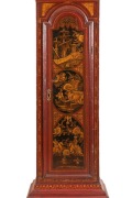 George II fine and rare scarlet lacquered long case clock with chinoiserie decoration, by William Monk of London,&nbsp;circa 1740. - 2