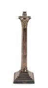 An antique Walker & Hall silver plated Corinthian column lamp base with shade, 19th/20th century, 70cm high overall - 2