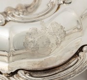 A superb pair of very fine quality sterling silver and Old Sheffield plate Rococo revival oval shaped entree dishes. The bases, in Old Sheffield Plate, raised on four shell mounted cabriole feet with scrolling terminals, and double arched and reeded loop - 2