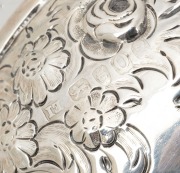 An antique English sterling silver porringer bowl adorned with Rococo cartouches and repousse floral decoration. Made by Elizabeth Jones of London London, circa 1809, 5cm high, 11cm diameter, 125 grams - 2