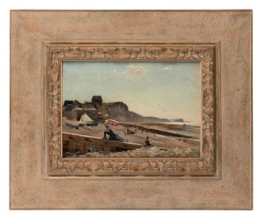 ARTIST UNKNOWN, Veules, 1887, oil on board, signed indistinctly, dated and titled lower left, 24 x 34cm.