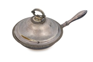 An antique American silver plated lidded entree dish, stamped "B.B. & H.S.", circa 1860. 18cm high, 26cm wide