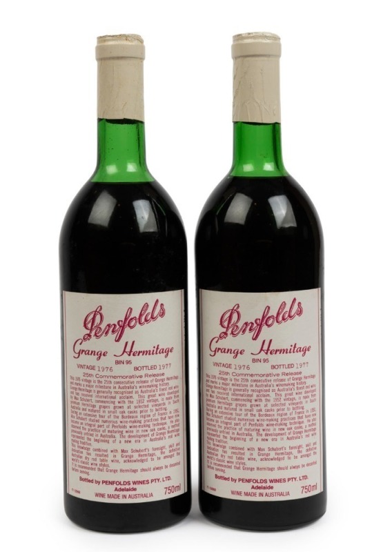 1976 Penfolds Grange Hermitage Bin 95, (2 bottles).