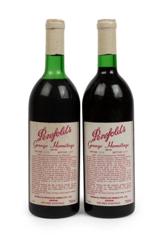 1976 Penfolds Grange Hermitage Bin 95, (2 bottles).