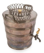 An antique English silver plated lidded urn with ivory fittings, engraved "Jarrin's Patent", 19th century, 36cm high - 2