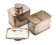 A matched pair of Sheffield plate tea caddies of rectangular boxed form with beaded trim decoration, circa 1870s. 9.5cm high - 2
