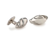 GEORG JENSEN Danish sterling silver pair of cufflinks [Model 148] with the oval "Jensen" trademark; stamped "925 S Denmark'. 