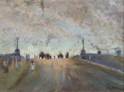 ARTHUR EDGAR JONES (1871 - 1960), Princes Bridge, Melbourne, Oil on board, signed and dated lower right "A. E. Jones 1915", 26 x 35cm.