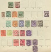 SOUTH AUSTRALIA: 1856-1912 patchy collection on album pages with imperf 2d orange-red, 1870-71 3d (in red) on 4d ultramarine, 1886-96 'P&R' 2/6d & 5/- Long Toms, Thin 'POSTAGE' 2/6d; also few officials incl. 'P.S.' Departmental overprint on 4d; condition - 6