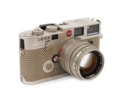 LEITZ: Leica M6 Limited Edition [#1757922], platinum and reptile skin, 1989, with engraved top plate commemorating the 150th anniversary of photography and the 75th anniversary of Leica, A122 of 1250. Fitted with Summilux-M f4 50mm lens [#3482400] and in - 2