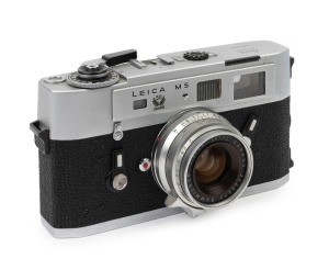 LEITZ: Leica Model M5 50th Anniversary in silver chrome [#1356077], 1975, with a Leitz Canada Summicron f2 35mm lens [#2222273]. Only 1750 units produced.