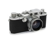 LEITZ: Leica Model IIIc [#492807] 1949, with "shark skin" leatherette body covering and Summitar f2 50mm lens {#680765}