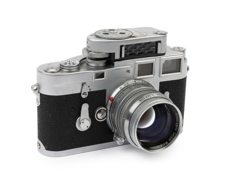 LEITZ: Leica Model M3 Double Stroke Advance [#884327], 1957, with Summarit f1.5 50mm [#1527844] lens and Leica Meter MC [#36467]