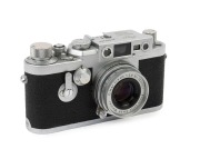 LEITZ: Leica Model IIIg Chrome DIN ASA [#969969], 1959, with Elmar f2.8 50mm lens [#1634721] with original Leica lens box.&nbsp;