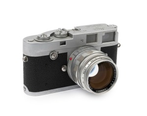 LEITZ: Leica Model M2 Chrome button Rewind D/A [#949745], 1959, with Summilux f1.4 50mm lens [#1660945]