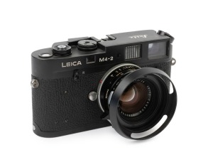 LEITZ Canada: Leica Model M4-2 Black [#1480547], 1978, with Summilux f1.4 35mm lens [#2290705] and a Leitz 12504 lens hood.