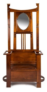 An Australian Arts & Crafts blackwood hallstand, early 20th century, 199cm high, 85cm wide, 36cm deep