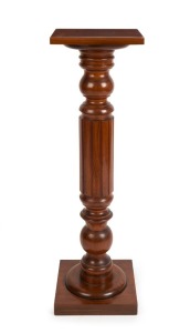 An Australian blackwood pedestal with bulbous and fluted column, early 20th century, 99cm high, 29cm wide, 29cm deep