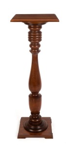 An Australian turned blackwood pedestal, early 20th century, 107cm high, 36cm wide, 36cm deep