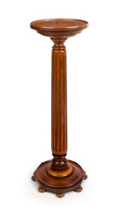An antique Australian blackwood pedestal with fluted column, circa 1900, 94cm high, 29cm diameter