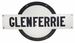 "GLENFERRIE" iconic Melbourne train station enamel metal platform sign, large size 81 x 142cm